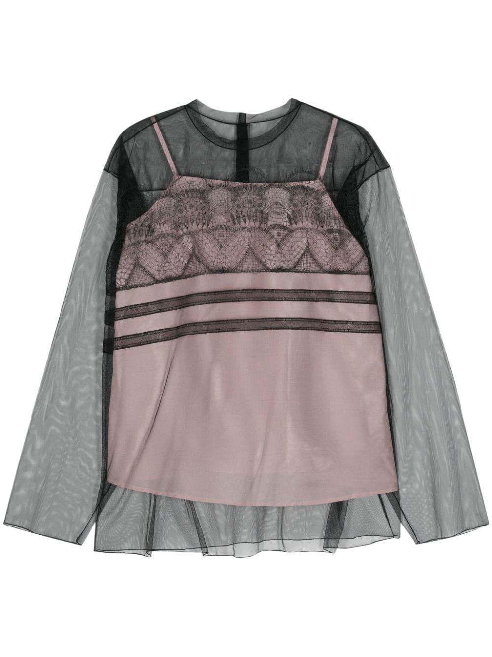 Boise embroidered-motif tulle blouse