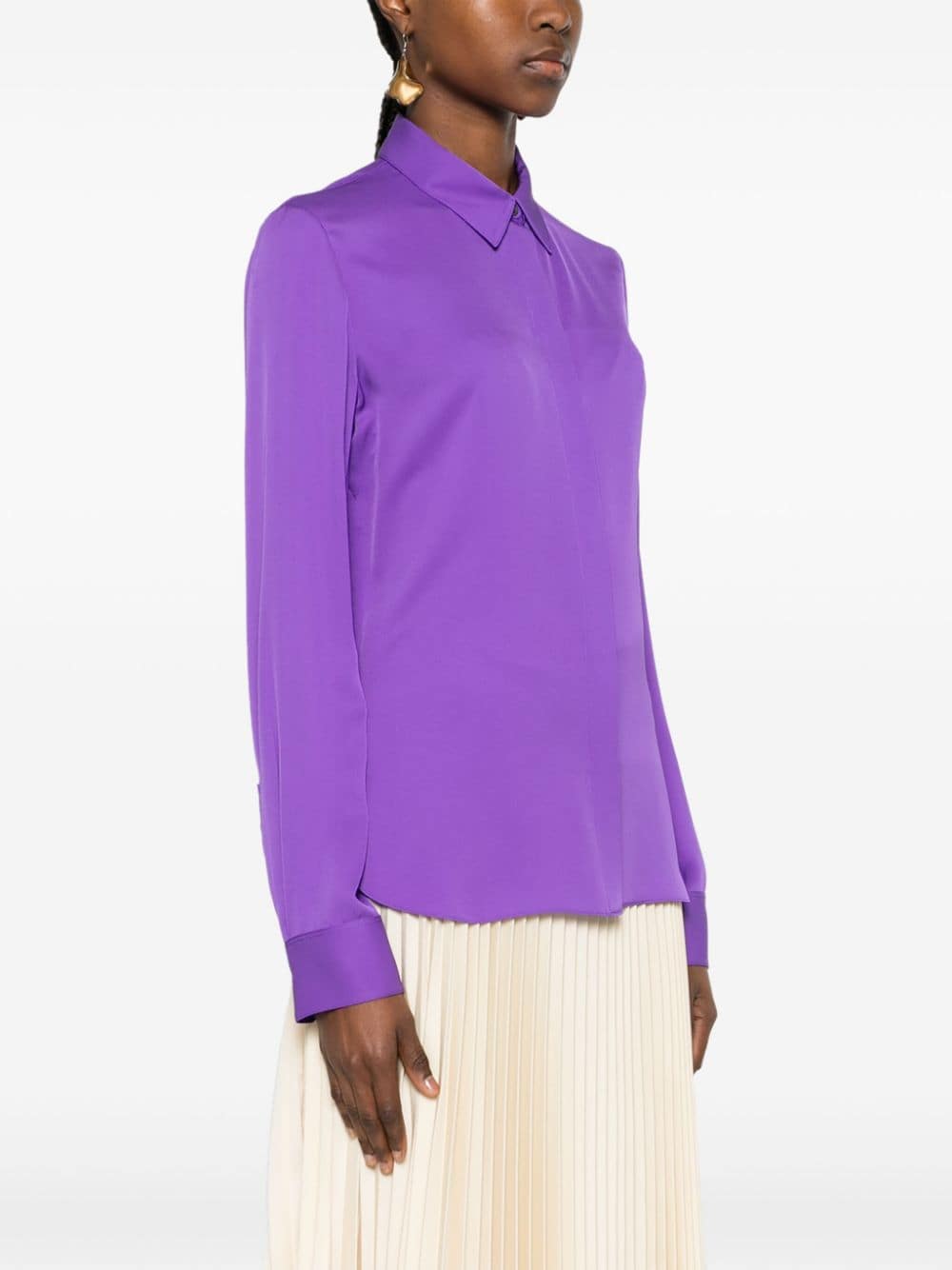 Shop Theory Classic-collar Silk Shirt In Purple