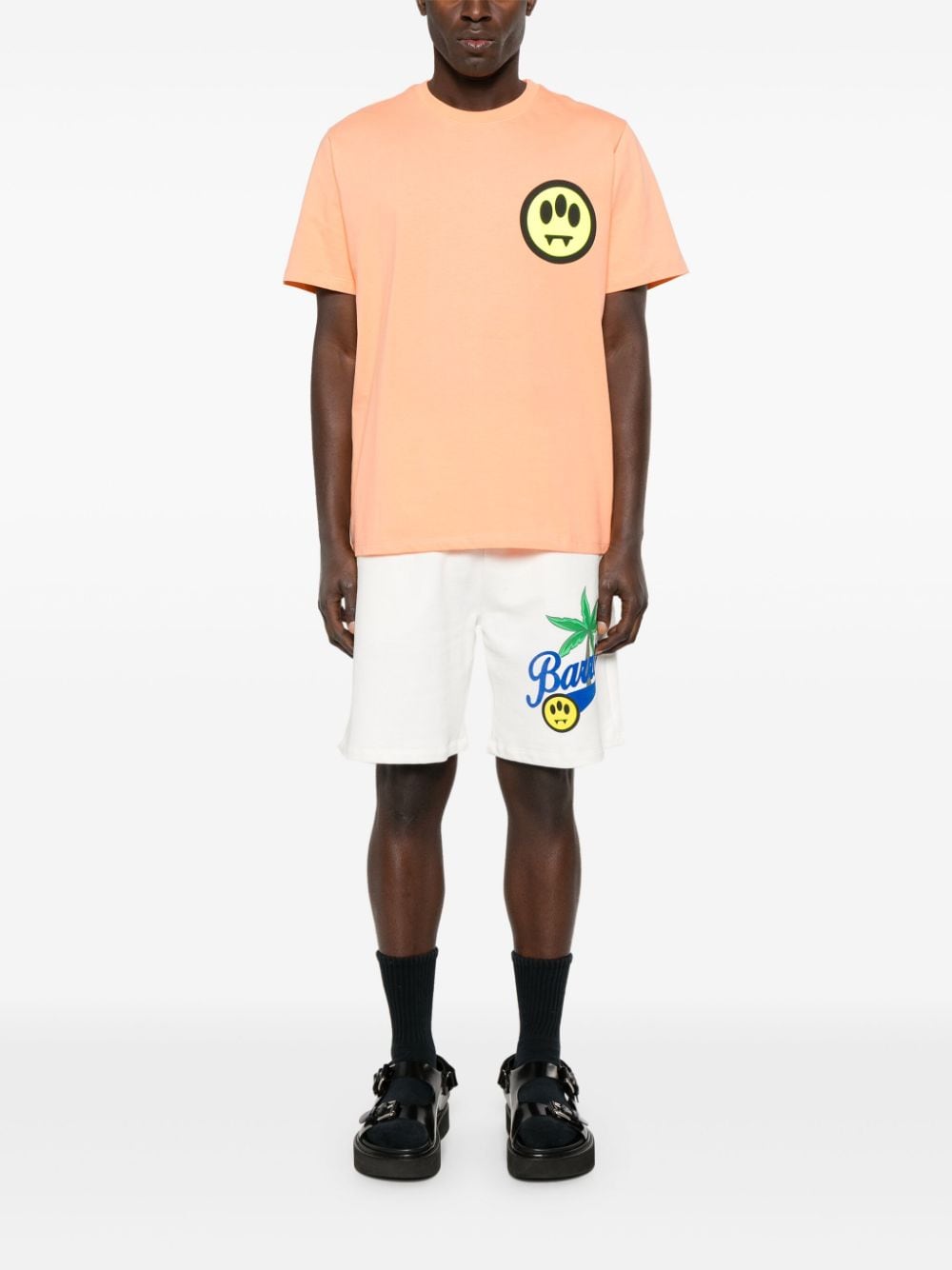 BARROW Katoenen T-shirt met logoprint Oranje