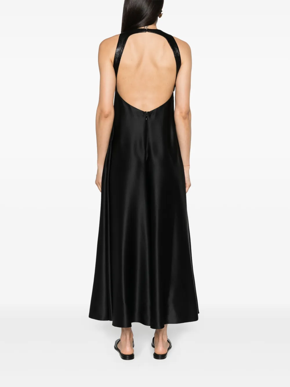 Giorgio Armani Midi-jurk met open rug Zwart