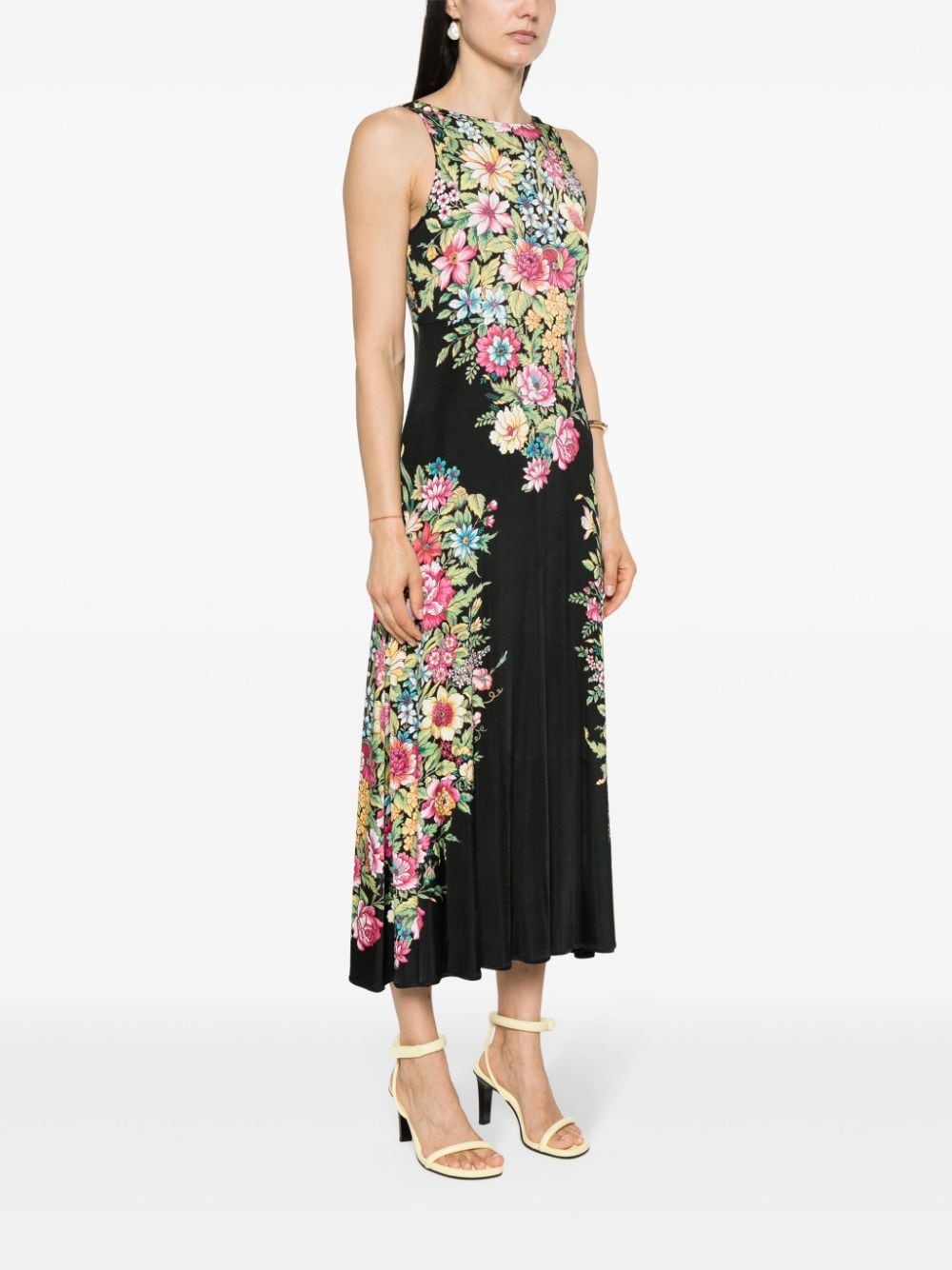 Shop Etro Floral Sleeveless Maxi Dress In Black