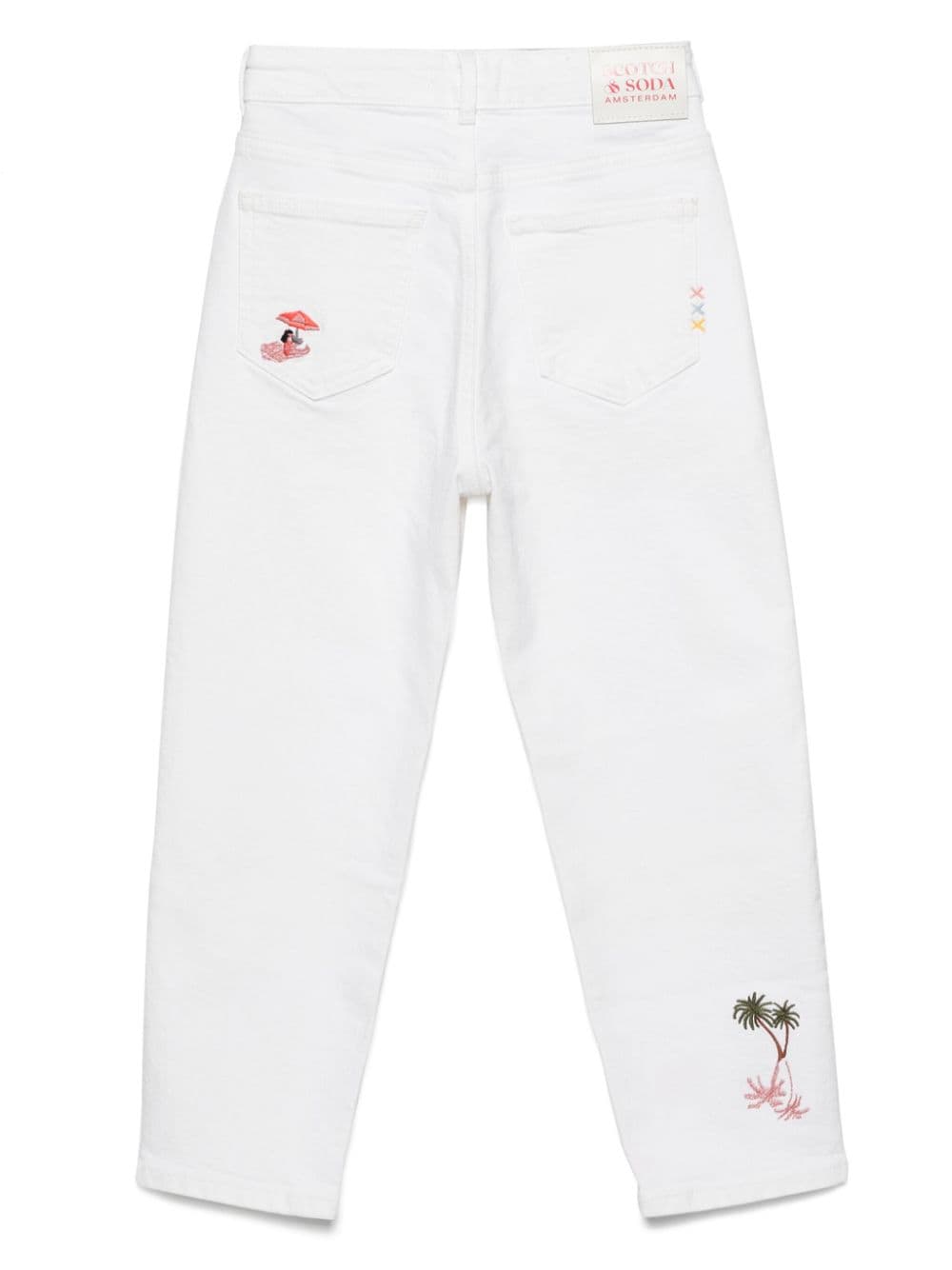 Shop Scotch & Soda People-embroidered Tapered Jeans In White