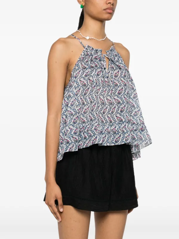 MARANT ÉTOILE Fabino floral-print Sleeveless Blouse | Blue | FARFETCH CA