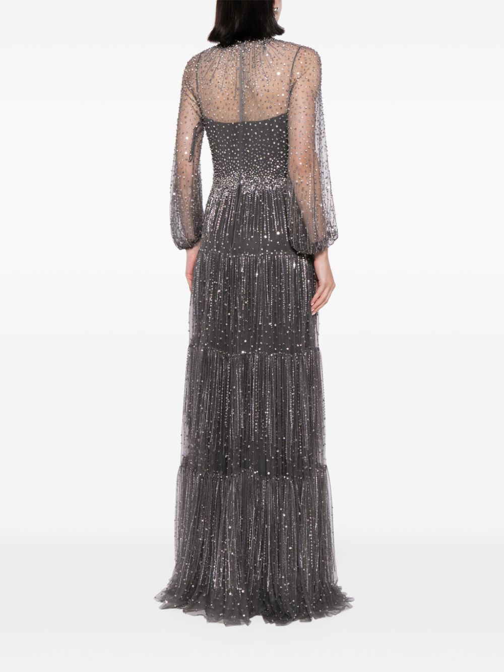 JENNY PACKHAM SOLAR CRYSTAL TIERED GOWN 