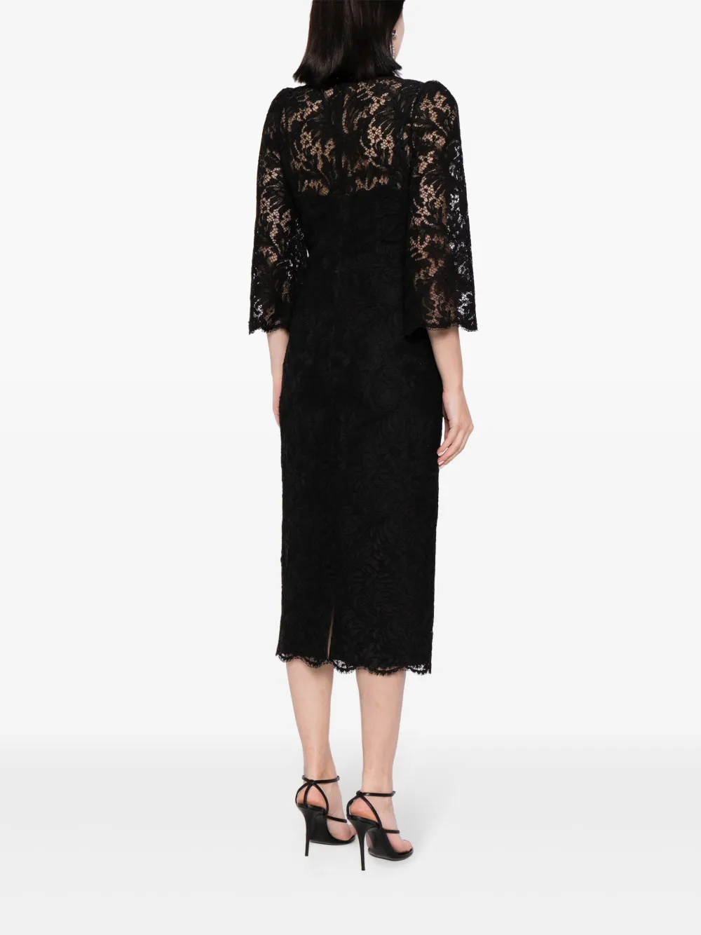 Jenny Packham Kanten midi-jurk Zwart
