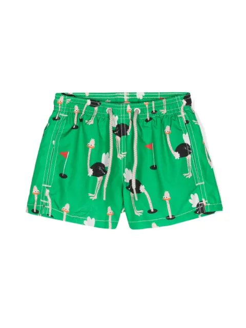MC2 Saint Barth Kids golfer ostrich-print swim shorts