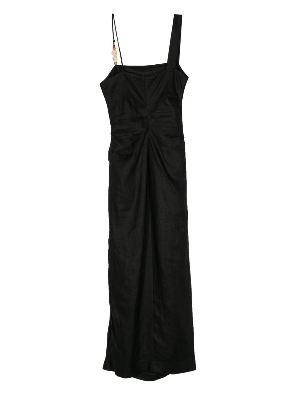 Shop Sir Antonia Linen Midi Dress In Black