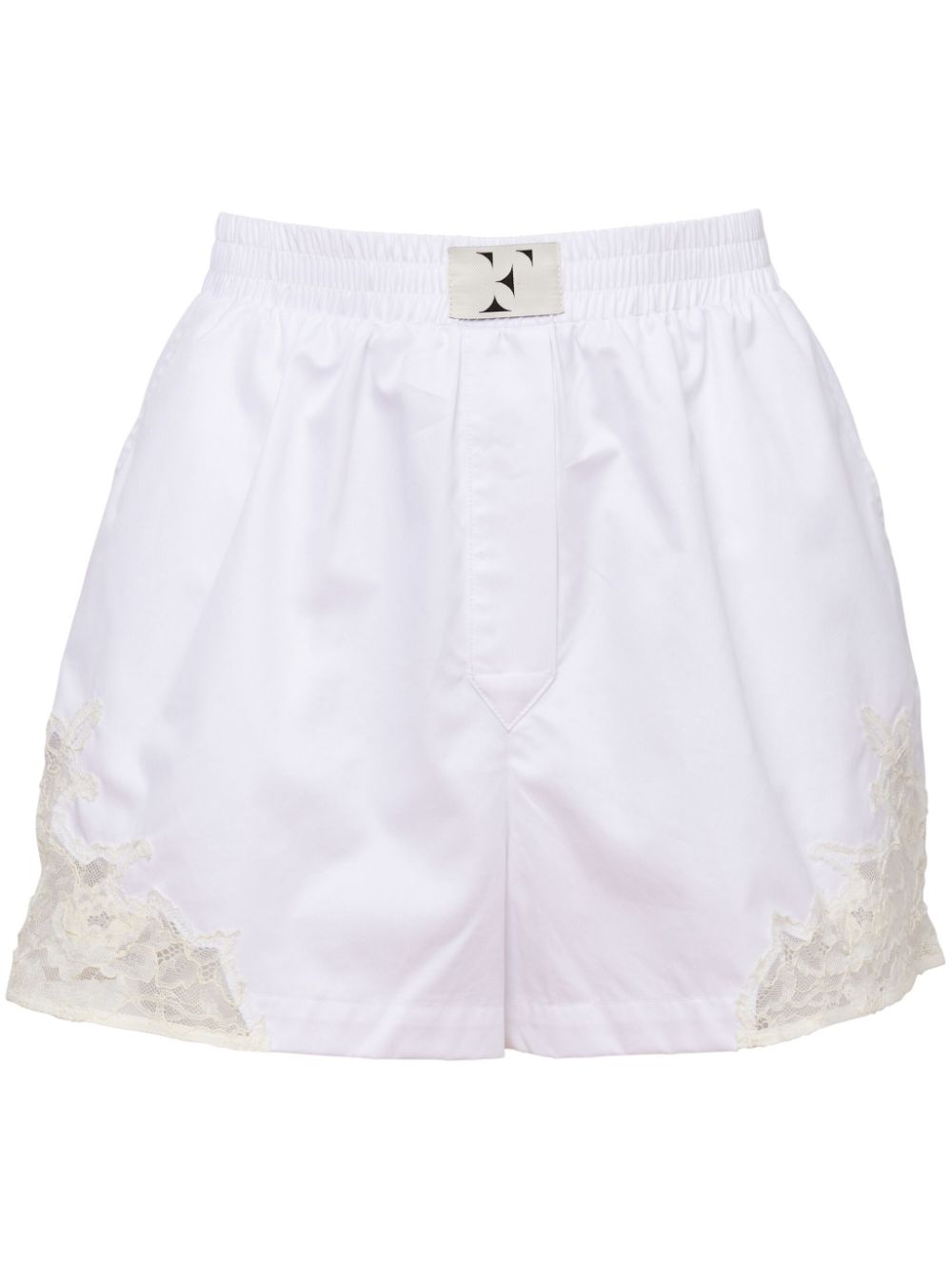Fleur Du Mal Lace-insert Poplin Boxer Shorts In White