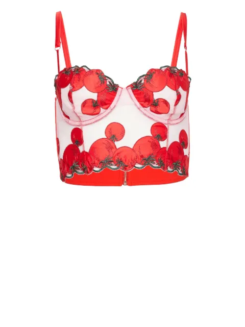 Fleur Du Mal Pomodoro embroidered bustier