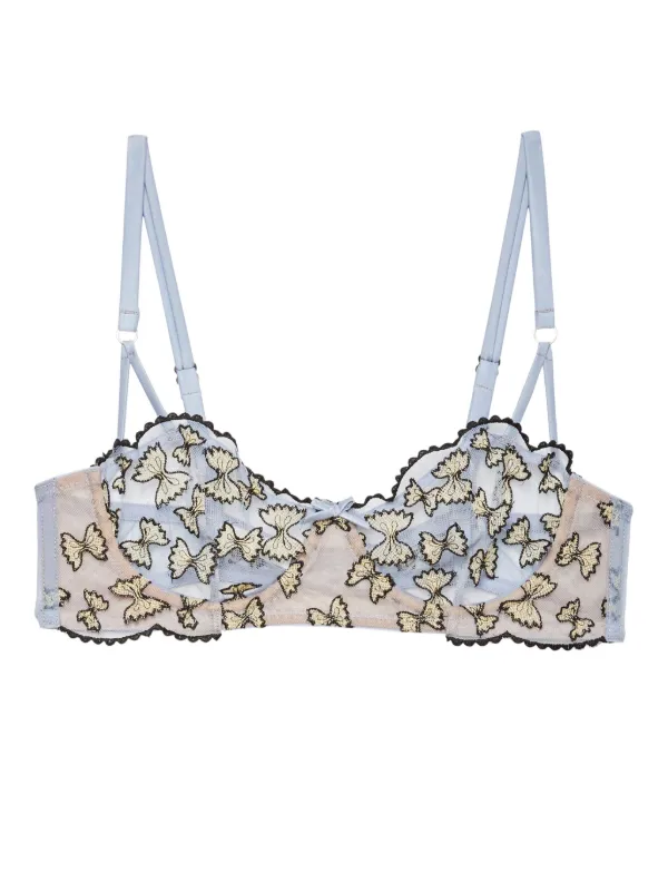 Fleur Du Mal Reggiseno a Balconcino Farfalle Con Ricamo Blu FARFETCH IT