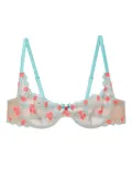 Fleur Du Mal Rose and Vine embroidered balconette bra - Blue