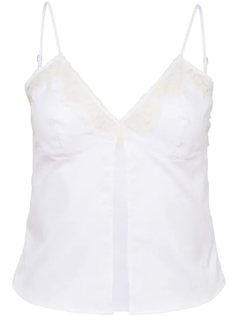 Fleur Du Mal lace-panel cotton poplin top