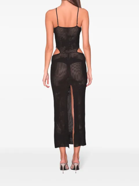 Fleur Du Mal pointelle-knit lace maxi dress DR05410100 - 3