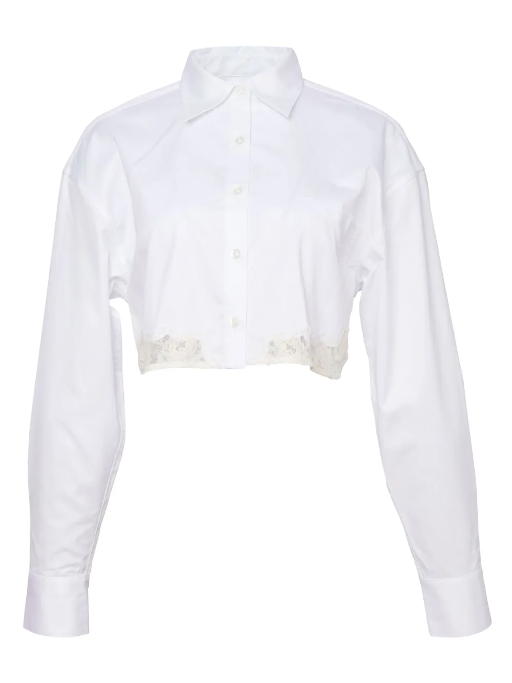 Fleur Du Mal Lace-trimmed Cropped Shirt In White