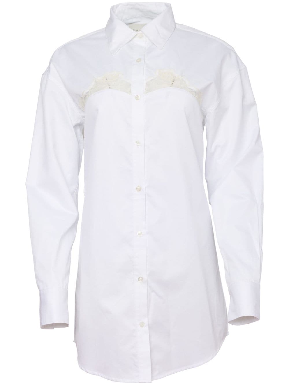lace-panel cotton poplin shirt