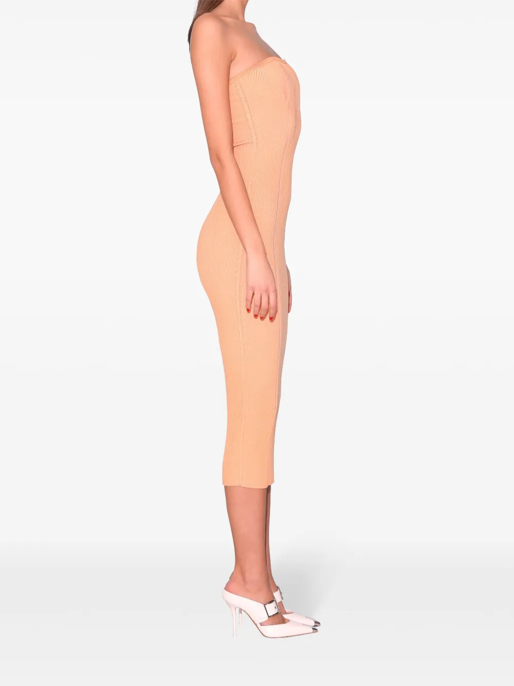 Fleur Du Mal Ribgebreide kokerjurk Oranje