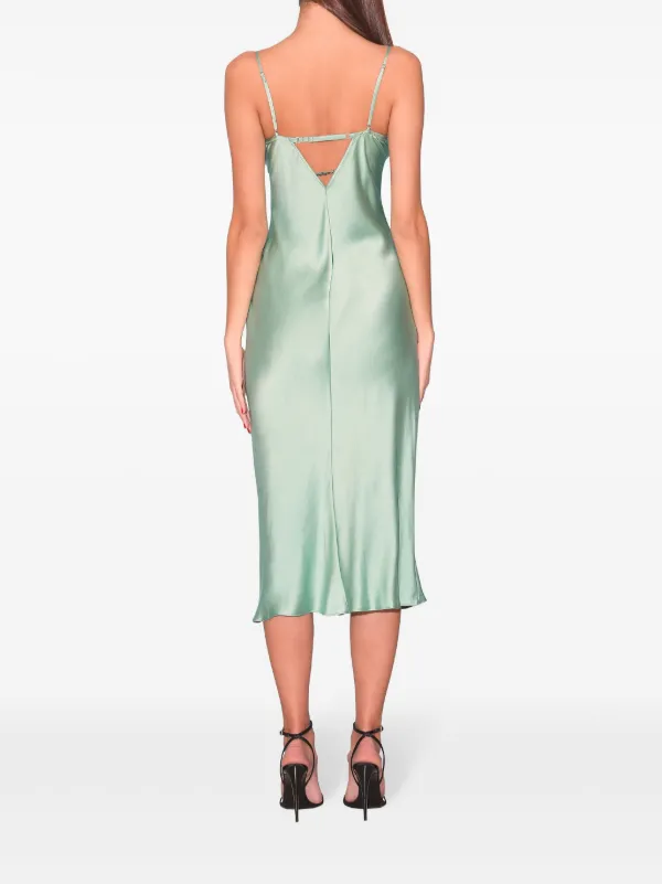 knee length dresses for ladies Jasminda Lace Trim Mini Dress Green