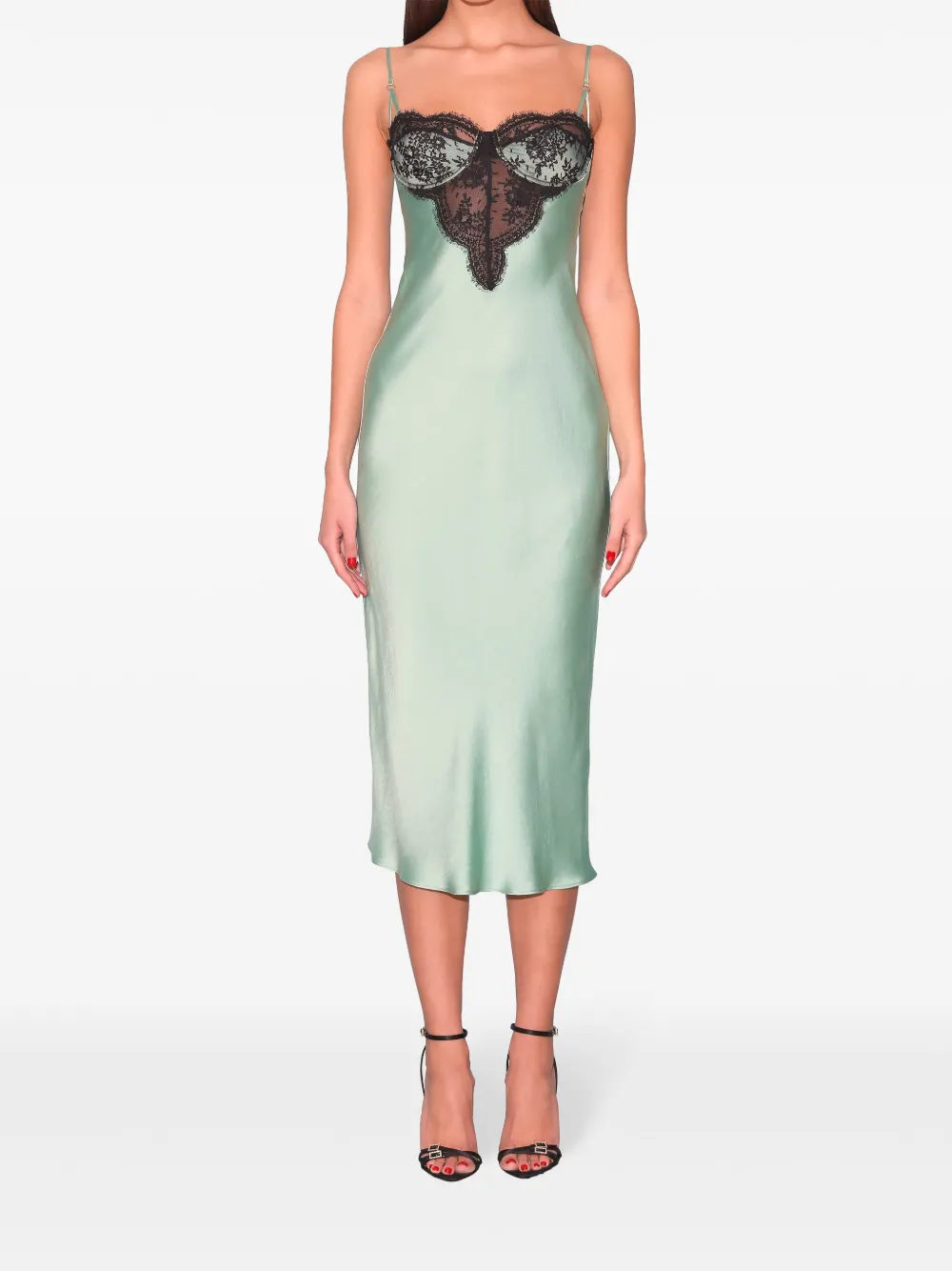 Fleur Du Mal Jurk met vlakken van kant - Groen
