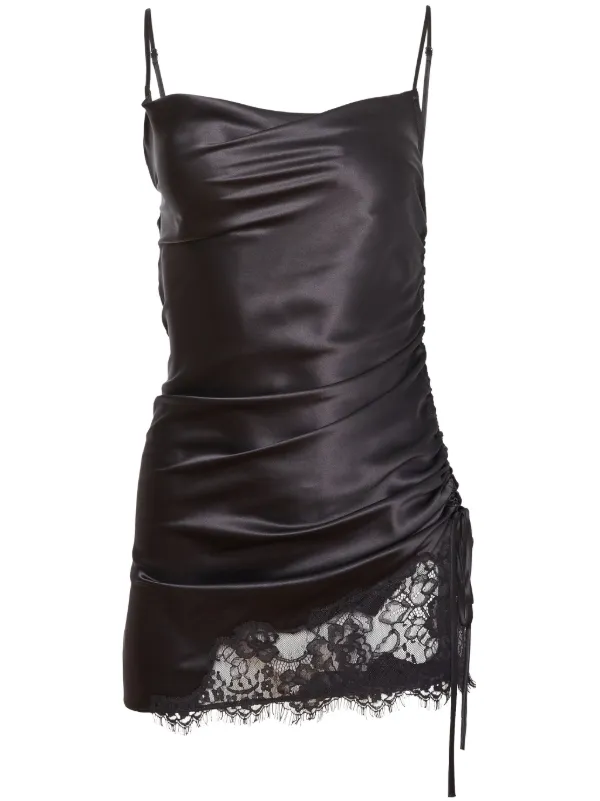 Fleur Du Mal Ruched Silk Dress Black FARFETCH IE
