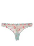 Fleur Du Mal Rose and Vine embroidered thong - Blue