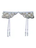 Fleur Du Mal Farfalle embroidered garter belt - White