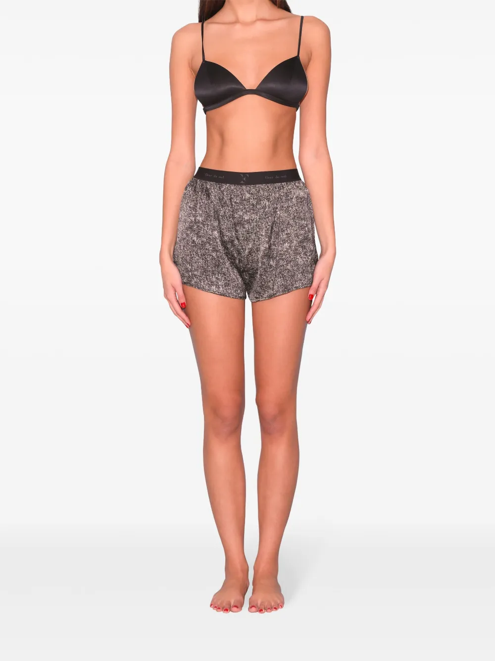 Fleur Du Mal Boxershorts van zijdeblend met logoband - Grijs