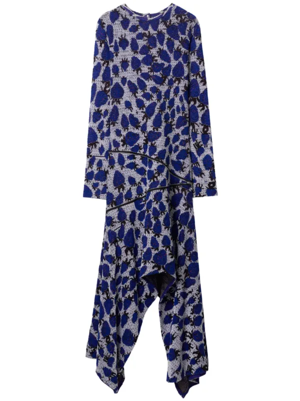 Burberry Robe a Motif Fraise En Jacquard Bleu FARFETCH MA