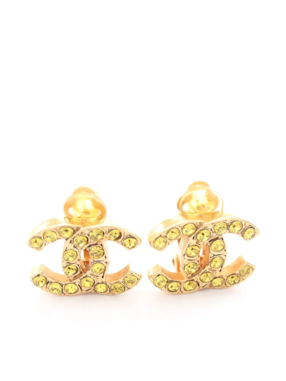 CHANEL Pre-Owned 1986-1988 CC oorclips verfraaid met stras - Goud