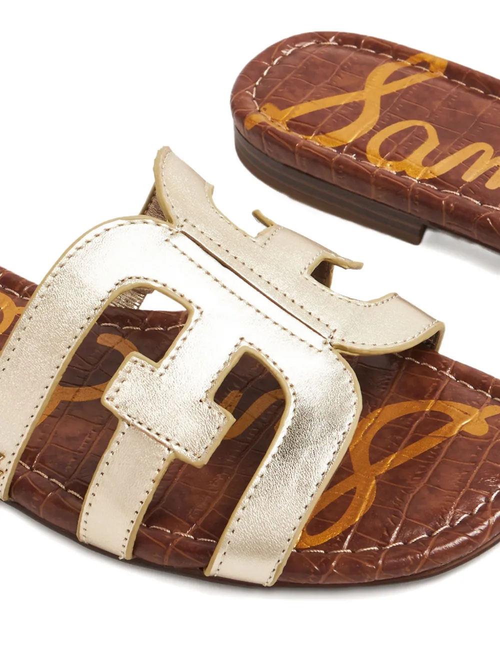 Sam Edelman Bay metallic leather flat sandals Gold