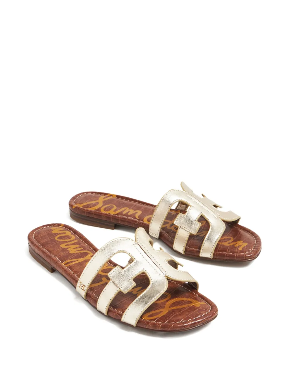 Sam Edelman Bay metallic leather flat sandals Gold