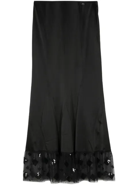 CHANEL 2002 mesh-hem silk skirt Women