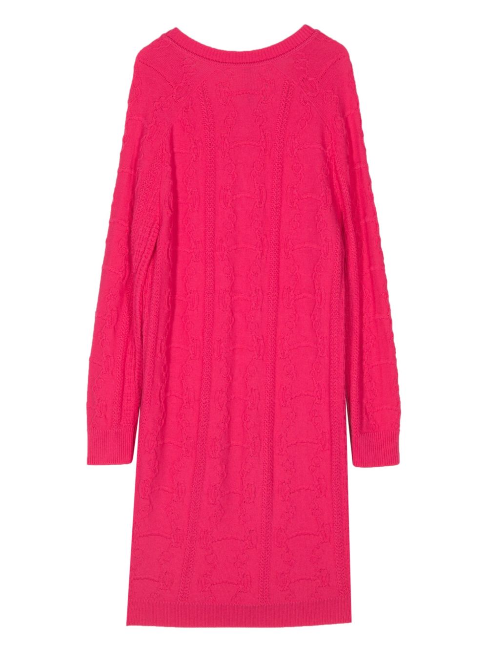 Pre-owned Hermes Intarsia-knit Wool-cashmere Dress In Pink