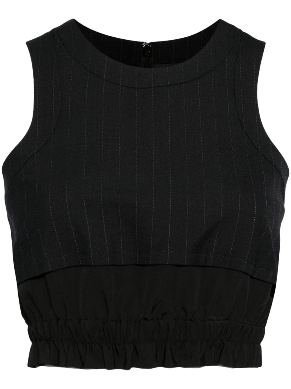 Sacai Pinstripe-pattern Sleeveless Crop Top In 黑色