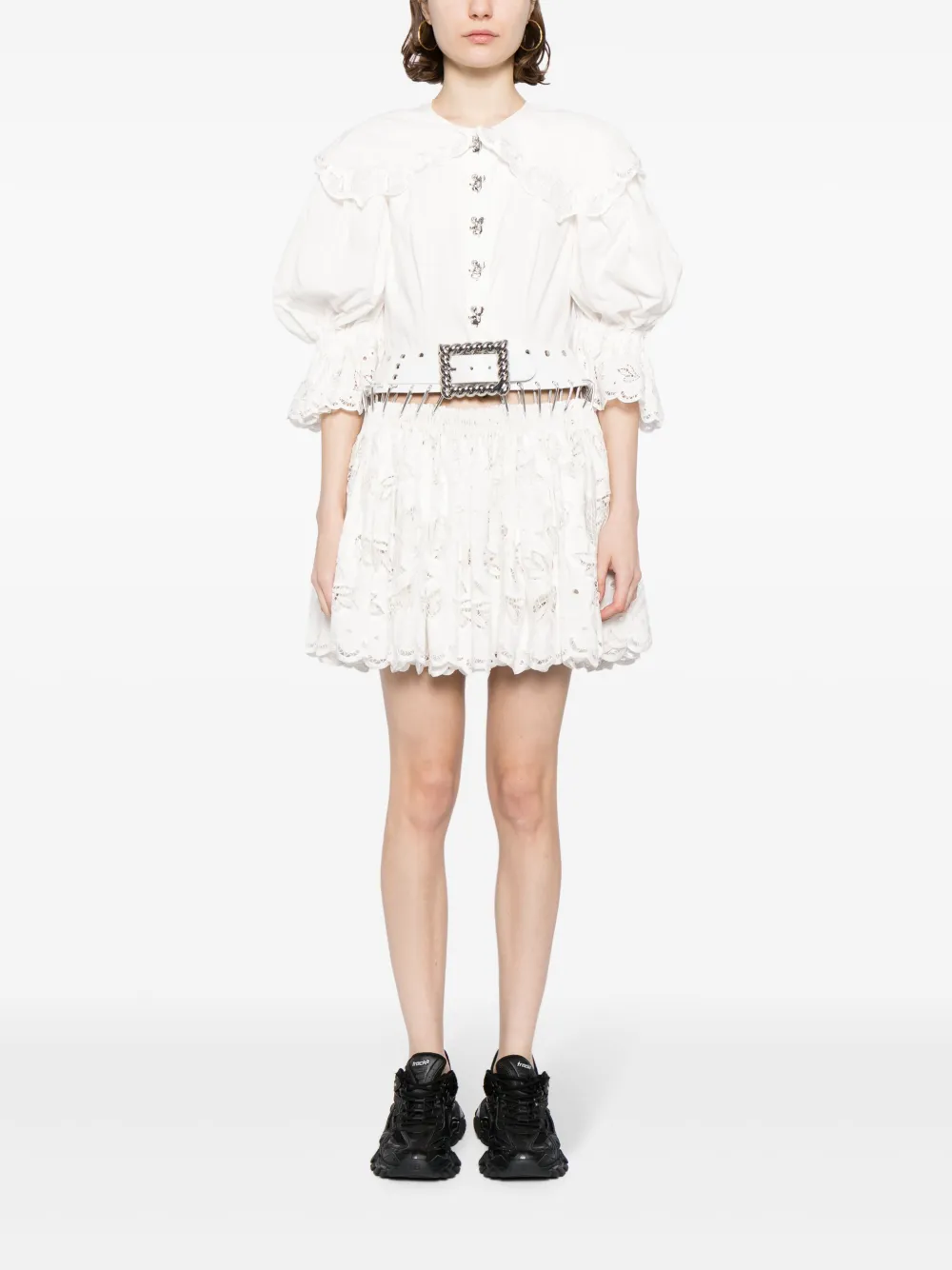 Shop Chopova Lowena Midday Carabiner Ruffle Dress In White