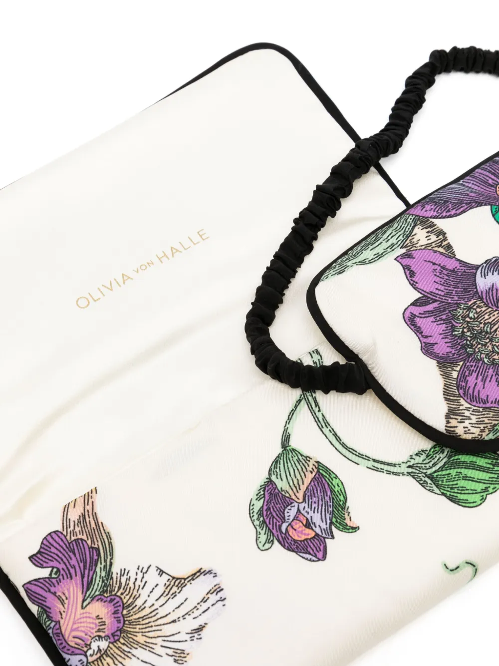 Olivia von Halle Audrey Aura floral-print eye mask - Beige