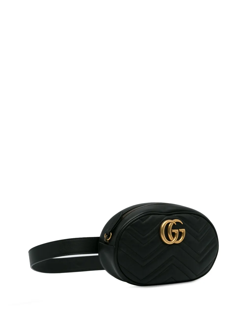 Pre-owned Gucci 2016-2023   Gg Marmont Matelasse Belt Bag In 黑色