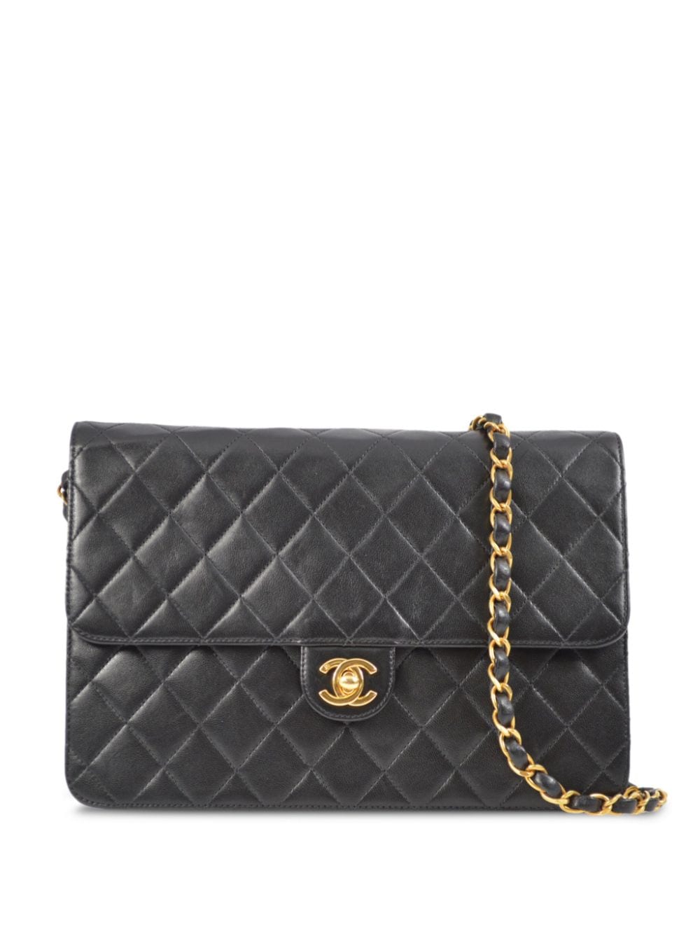 Pre-owned Chanel 2002 Cc Turn-lock Diamond-quilted Shoulder Bag In Black