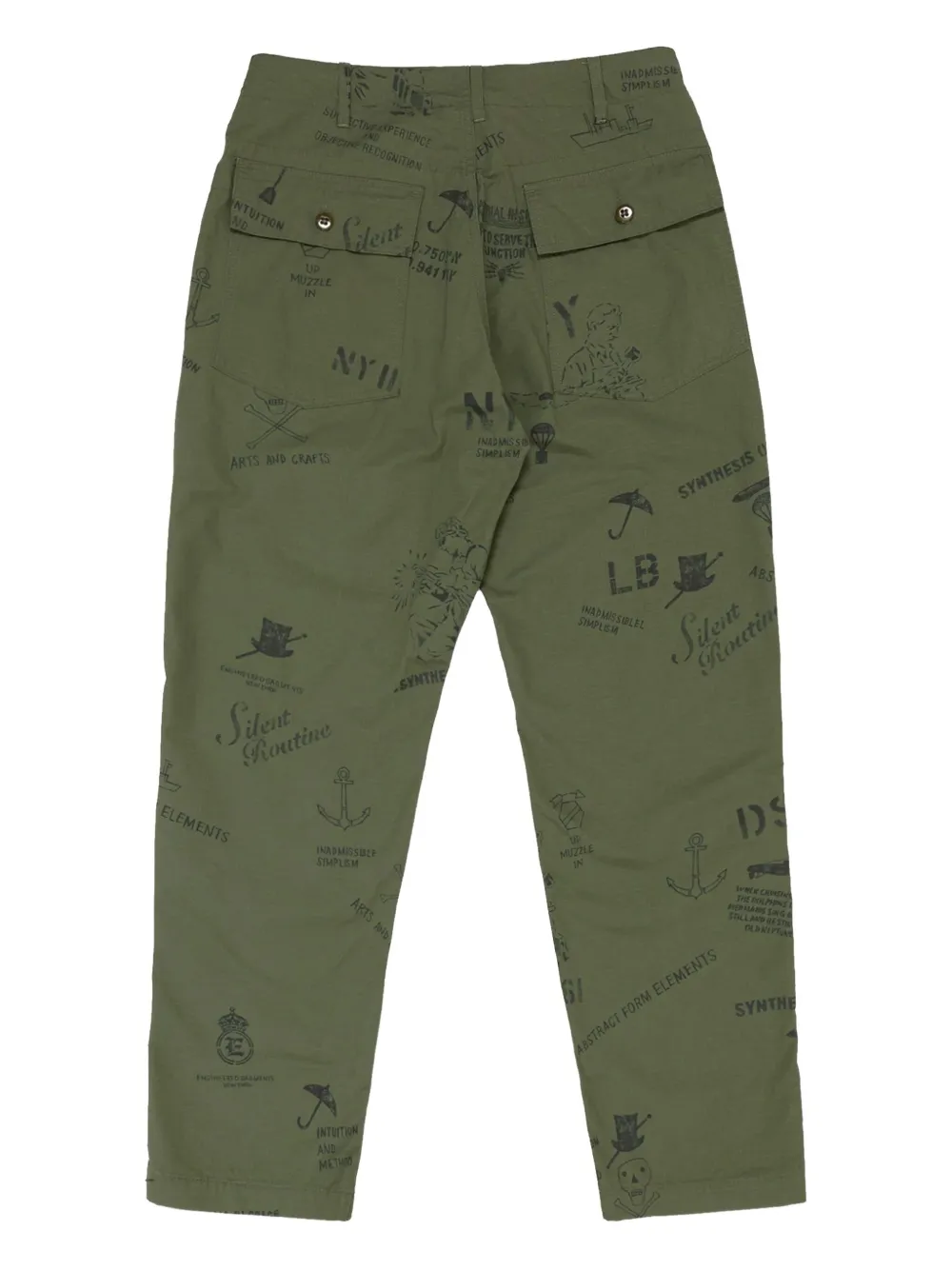 Engineered Garments Fatigue broek met graffiti-print - Groen