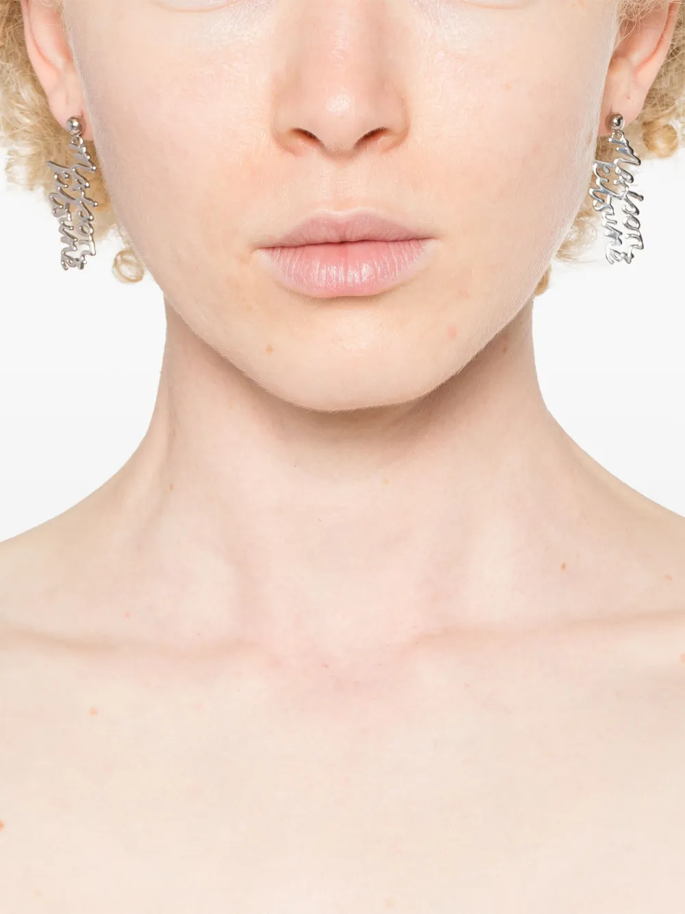 Maison Kitsuné handwritten-logo earrings - Zilver