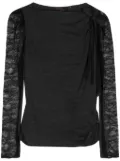 Louis Vuitton Pre-Owned lace-pattern sheer sleeves top - Black