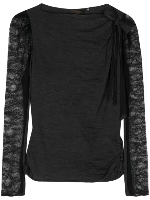 Louis Vuitton Pre-Owned lace-pattern sheer sleeves top