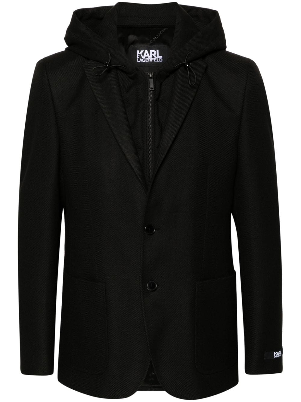 Karl Lagerfeld Blazer met enkele rij knopen en capuchon Zwart