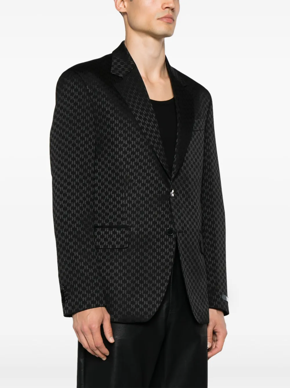 Karl Lagerfeld Blazer met enkele rij knopen en gekerfde revers Zwart