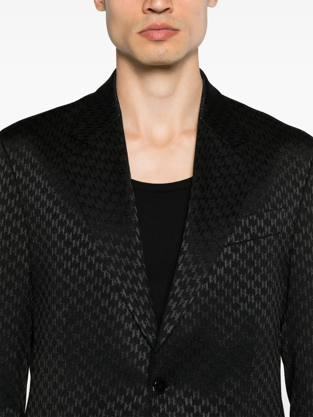 Karl Lagerfeld Blazer met enkele rij knopen en gekerfde revers Zwart
