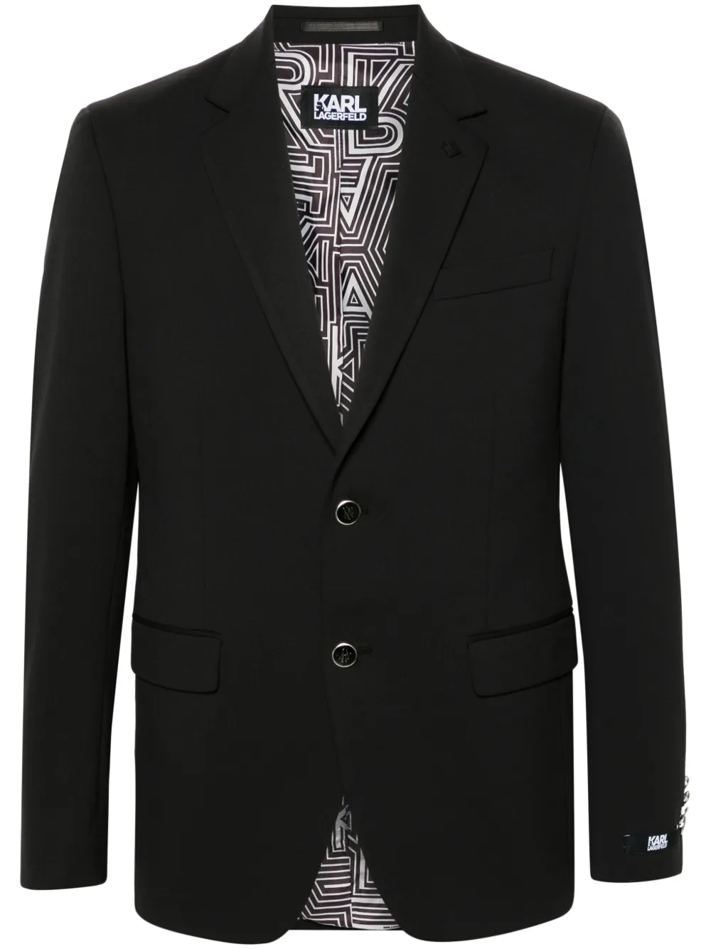 Karl Lagerfeld Blazer met enkele rij knopen en gekerfde revers Zwart