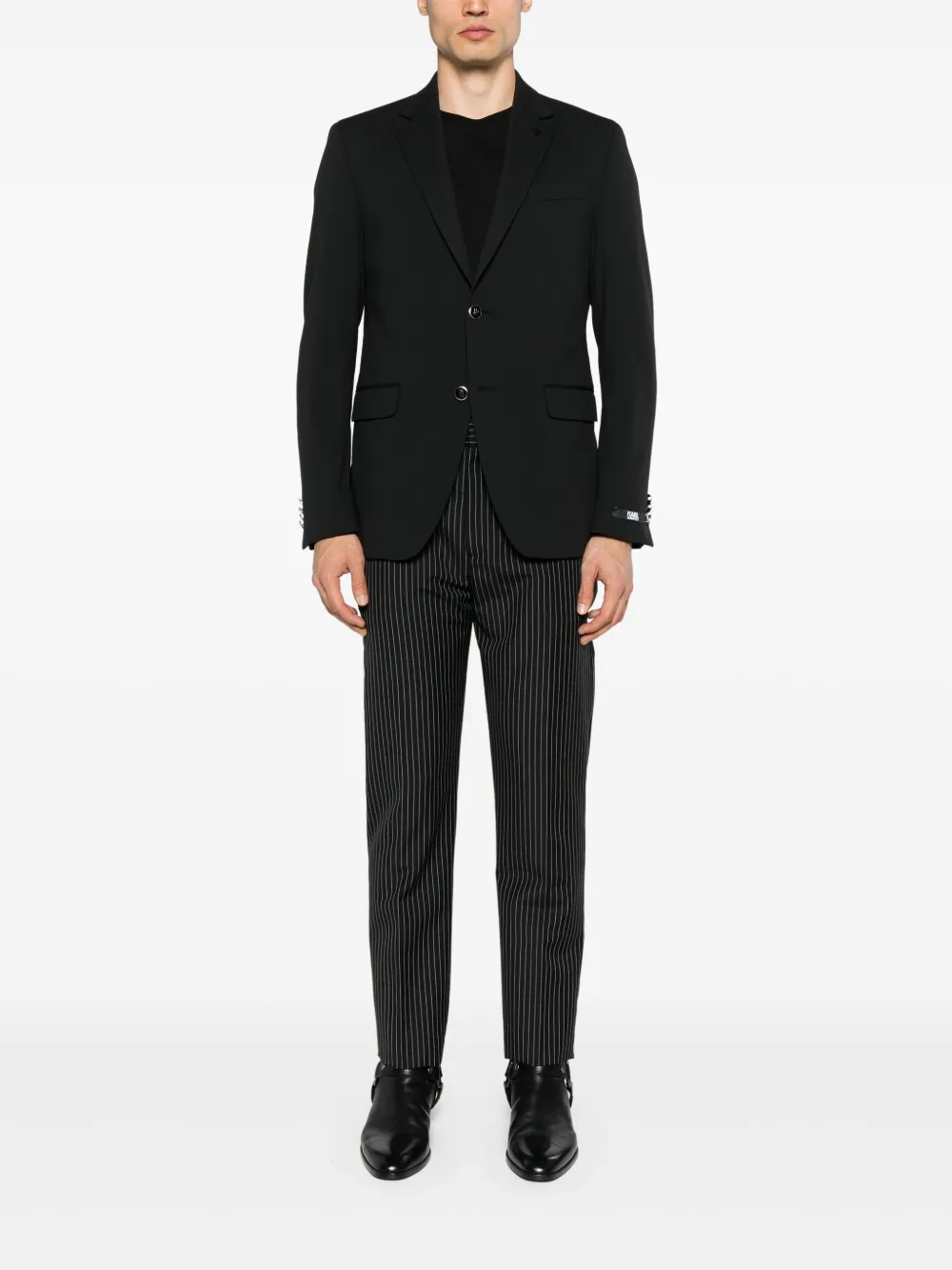 Karl Lagerfeld Blazer met enkele rij knopen en gekerfde revers - Zwart