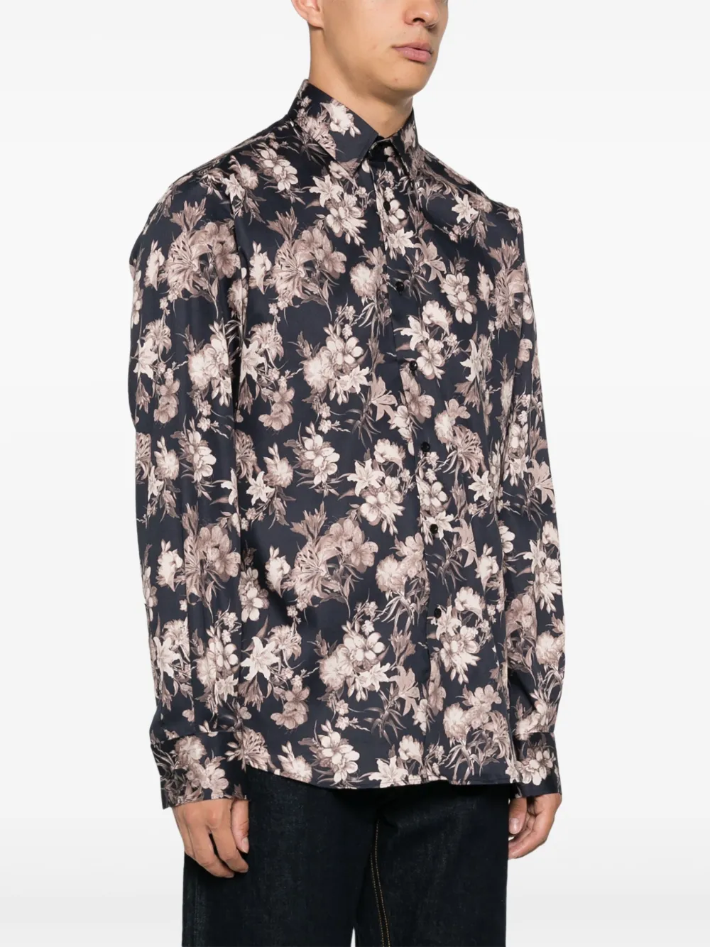 Karl Lagerfeld Overhemd met bloemenprint Zwart