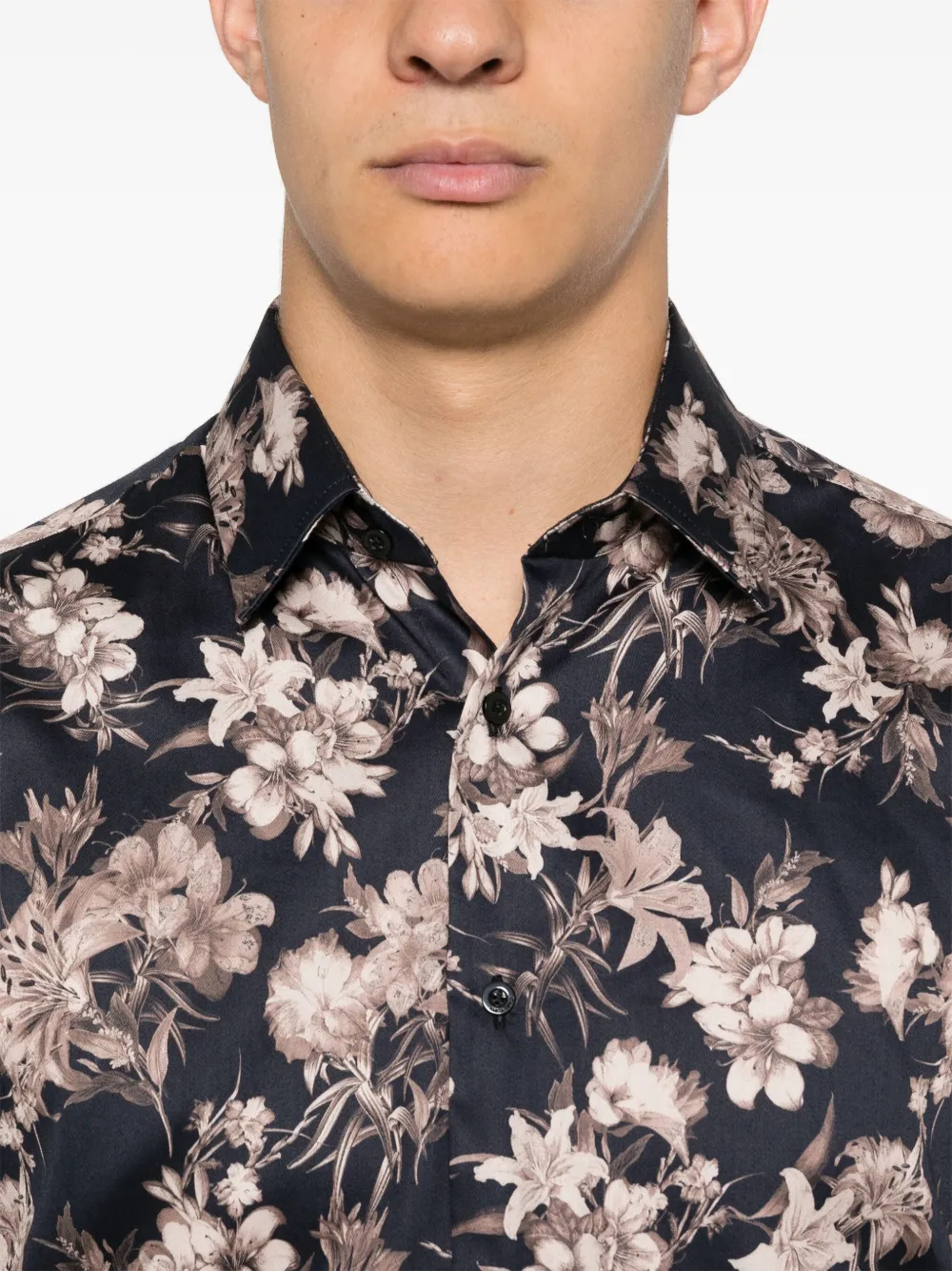 Karl Lagerfeld Overhemd met bloemenprint Zwart