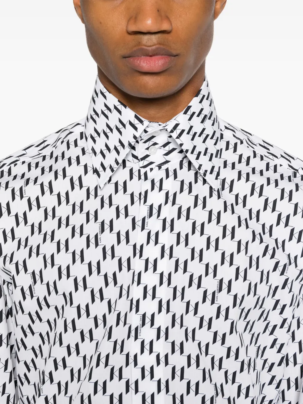 Karl Lagerfeld Katoenen overhemd met monogramprint Wit