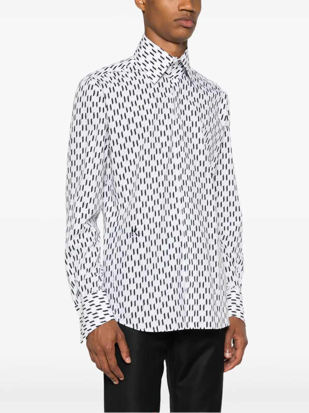 Karl Lagerfeld Katoenen overhemd met monogramprint Wit
